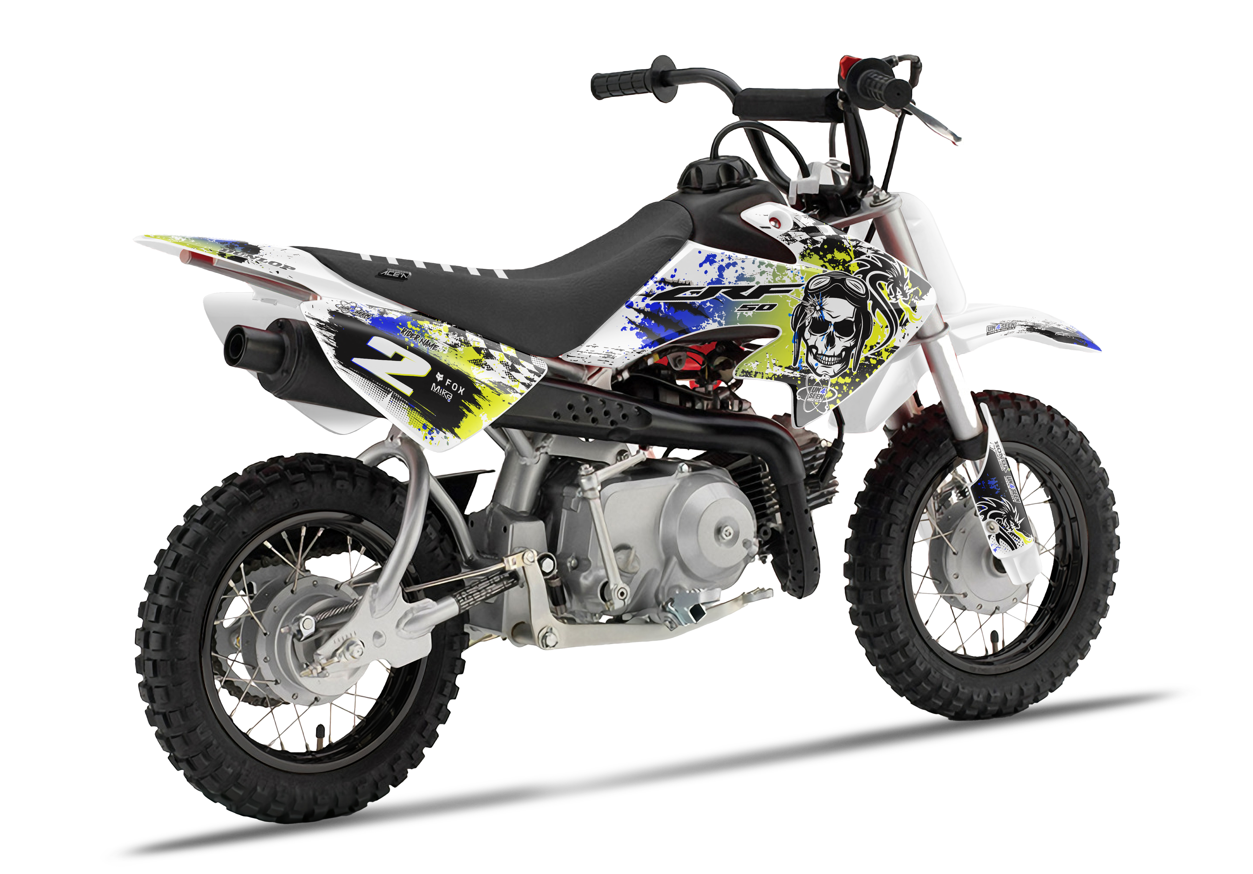 Honda Crf50 Graphics Kit - Skulls Yellow