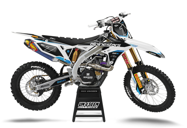 Suzuki Alpinestars White Graphic Kit - RMZ RM RMX DR DRZ JR Models | All Years