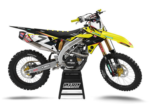 Suzuki Stewart Replica Yellow Graphic Kit - RMZ RM RMX DR DRZ JR Models | All Years