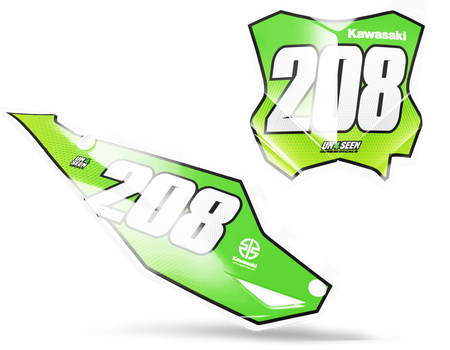 Kawasaki Honey Number Plate Background Decals - KX KXF KDX KLX Models | All Years