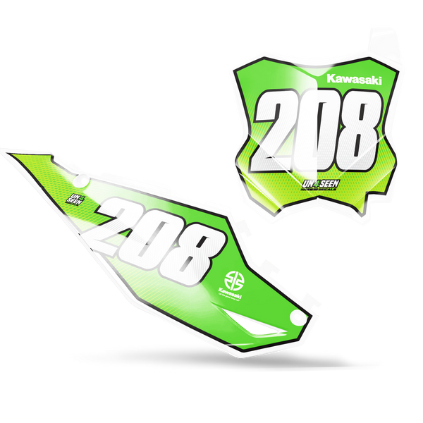 Kawasaki Honey Number Plate Background Decals - KX KXF KDX KLX Models | All Years