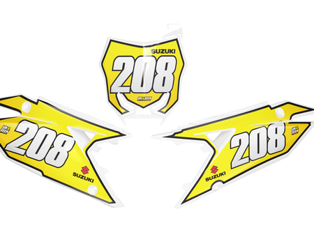 Suzuki Honey Number Plate Background Decals - RMZ RM RMX DR DRZ JR Models | All Years