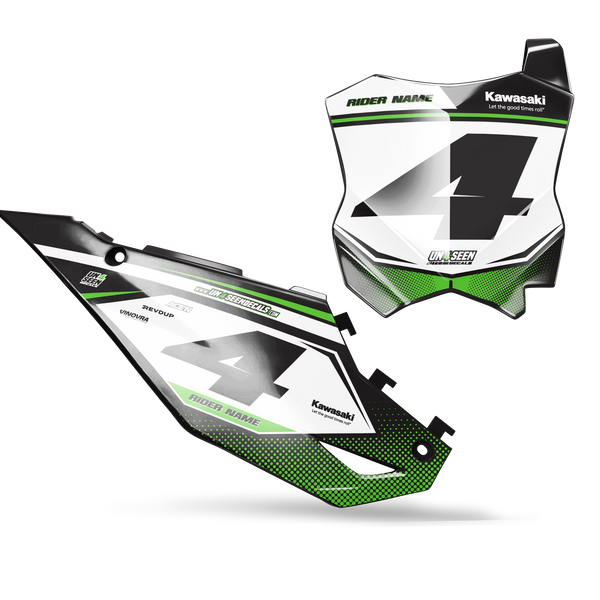 Kawasaki 41 Number Plate Background Decals - KX KXF KDX KLX Models | All Years
