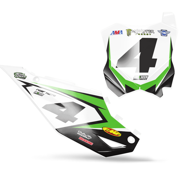 Kawasaki GT Number Plate Background Decals - KX KXF KDX KLX Models | All Years