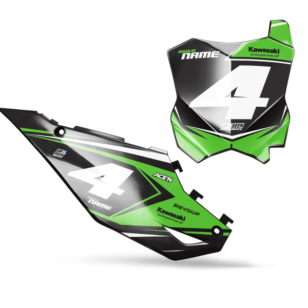 Kawasaki Propram Number Plate Background Decals - KX KXF KDX KLX Models | All Years