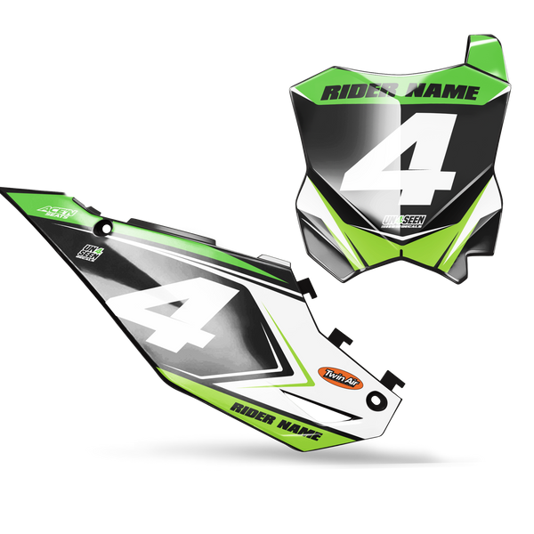 Kawasaki Claie Number Plate Background Decals - KX KXF KDX KLX Models | All Years