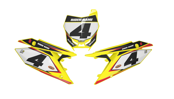 Suzuki Racer Number Plate Background Decals -RMZ RM RMX DR DRZ JR Models | All Years