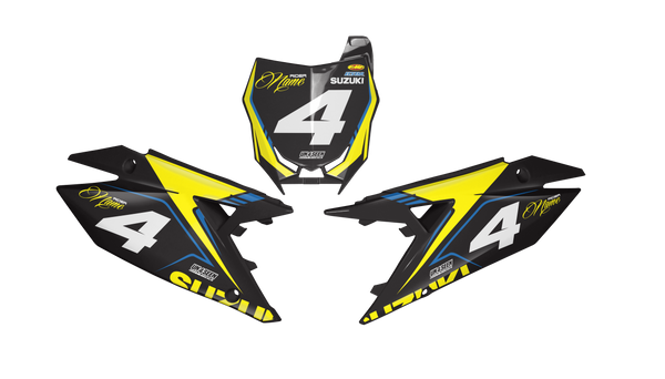 Suzuki Coom Number Plate Background Decals -RMZ RM RMX DR DRZ JR Models | All Years