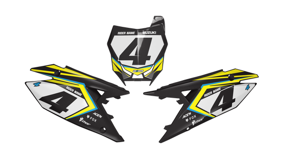 Suzuki Whilac Number Plate Background Decals -RMZ RM RMX DR DRZ JR Models | All Years