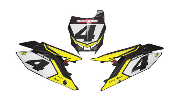Suzuki Yellre Number Plate Background Decals -RMZ RM RMX DR DRZ JR Models | All Years