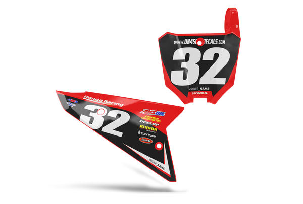 Honda Geico Number Plate Background Decals - CRF CR XR Models | All Years