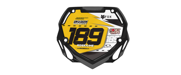 Box BMX Number Plate Graphics - Speedway Yellow