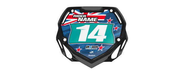 Box BMX Number Plate Graphics - Flags Aqua
