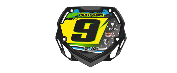 Box BMX Number Plate Graphics - Stars Yellow