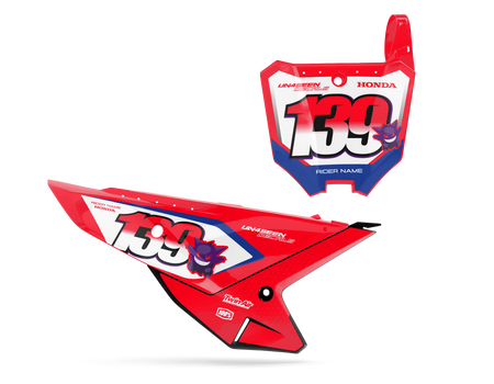 Honda Number Background Decals - Gengar Red