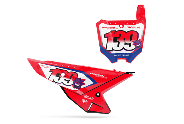 Honda Gengar Red Number Plate Background Decals - CRF CR XR Models | All Years