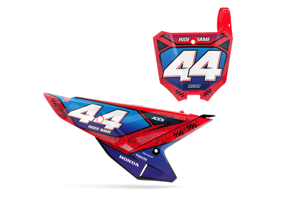 Honda Cact Red Number Plate Background Decals - CRF CR XR Models | All Years