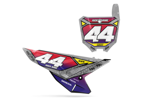 Honda Cact Grey Number Plate Background Decals - CRF CR XR Models | All Years