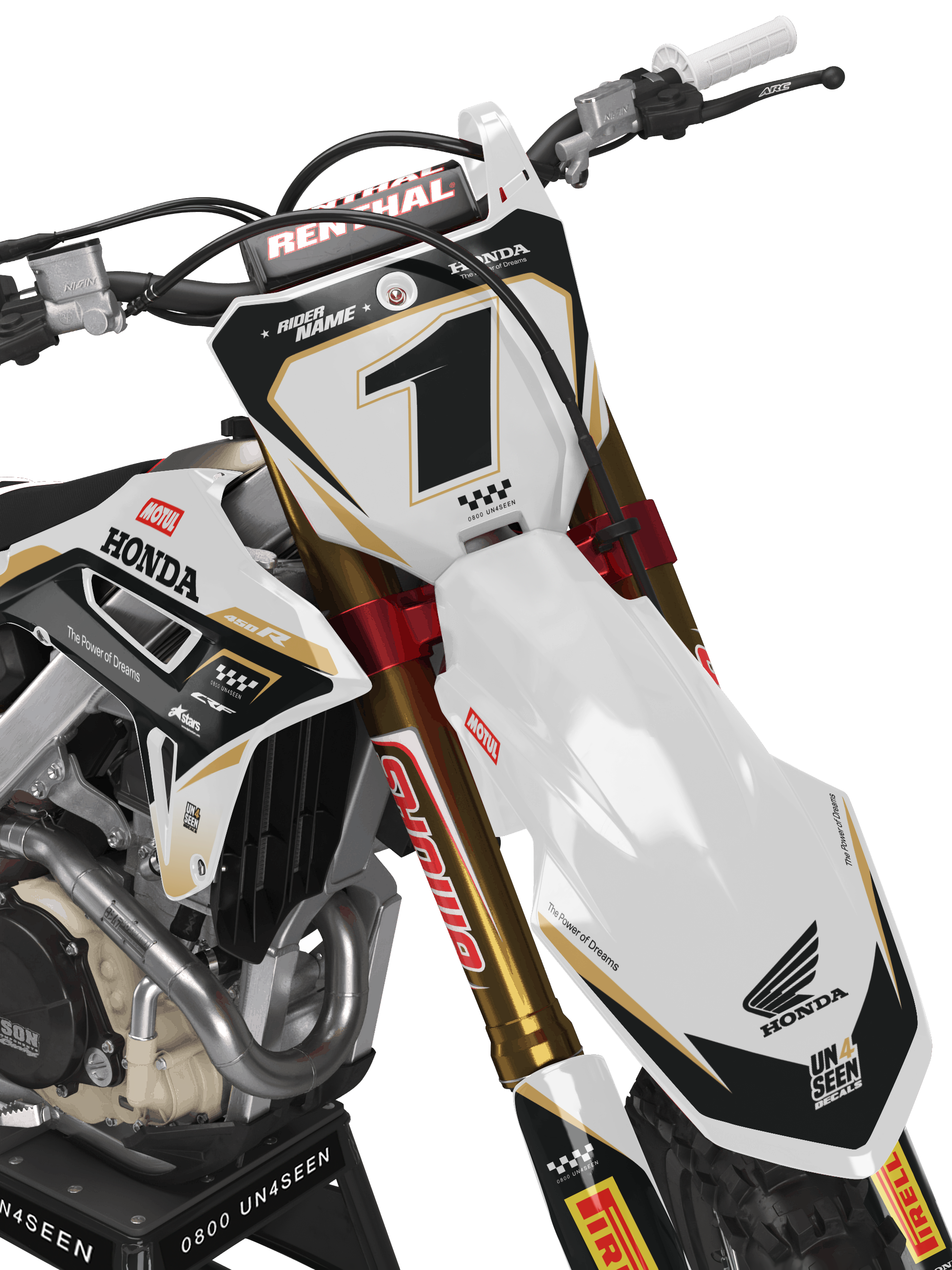 White Graphics Kit Honda Graphics Kit - Honda Power White Gold New Zealand