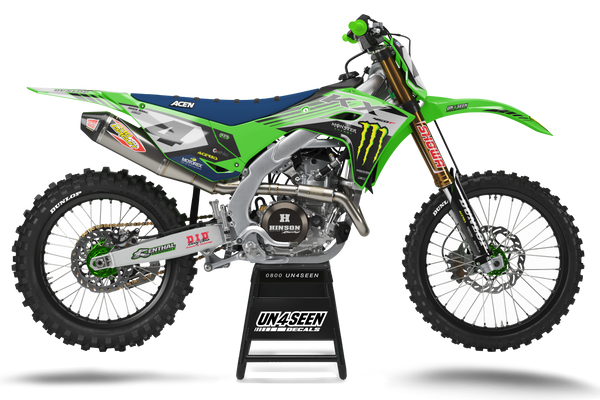 Kawasaki Monreen Navy Graphic Kit - KK KXF KDX KLX Models | All Years