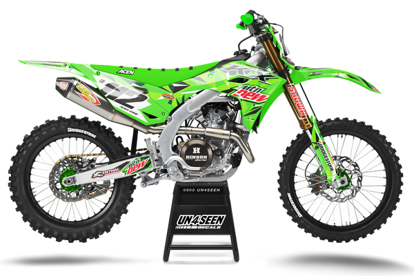 Kawasaki Mountain Dew Graphics Kit - KX KXF KDX KLX Models | All Years
