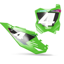 Kawasaki R11 Number Plate Background Decals - KX KXF KDX KLX Models | All Years