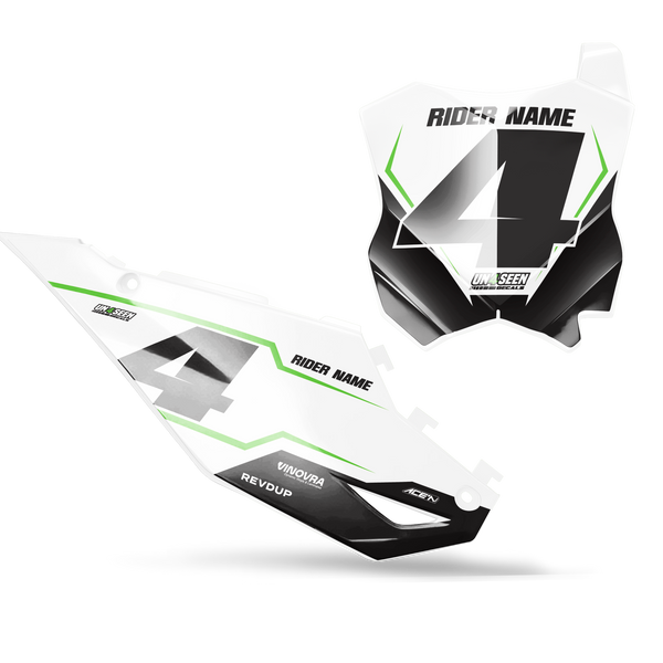 Kawasaki Strine Number Plate Background Decals -  KK KXF KDX KLX Models | All Years