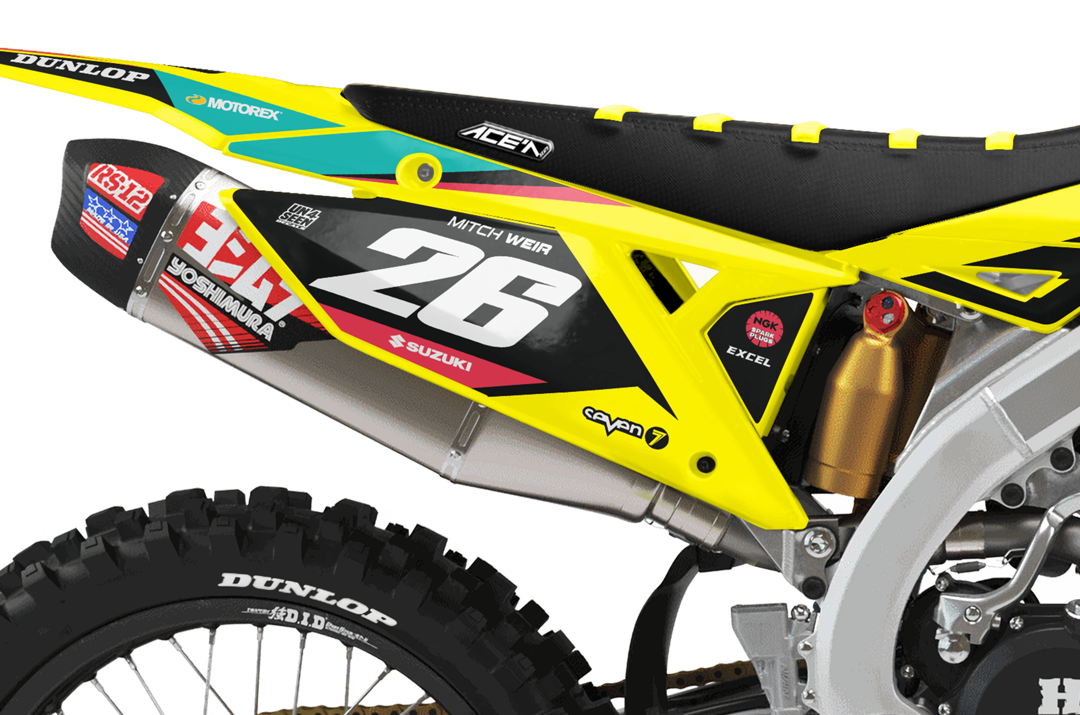 Flo Yellow Graphics Suzuki Graphics Kit - Weir Yellow New Zealand