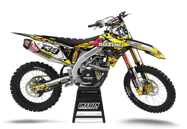 Suzuki Skulls Guns Yellow Graphic Kit - RMZ RM RMX DR DRZ JR Models | All Years