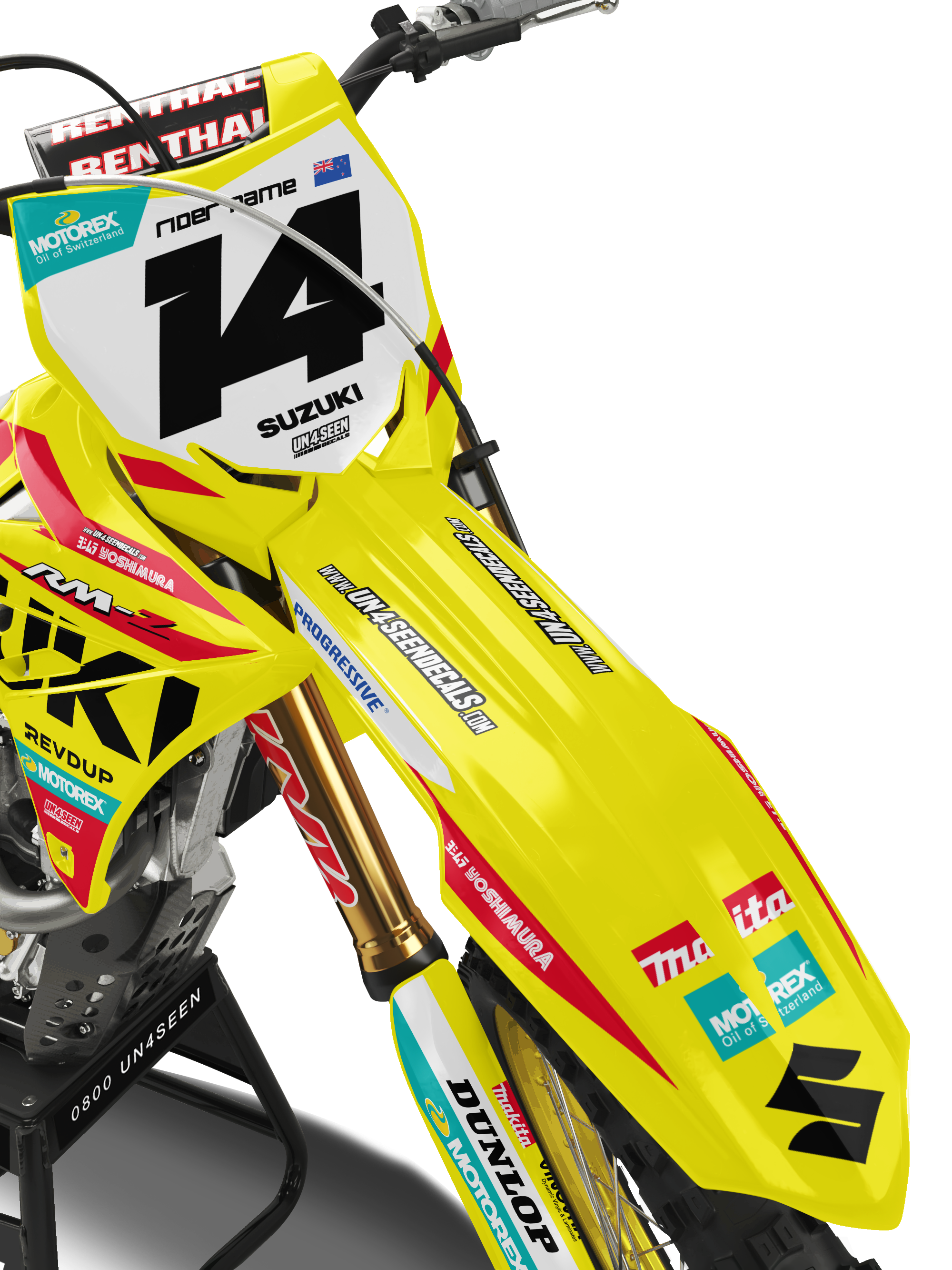 Flo Yellow Graphics Suzuki Graphics Kit - Racecraft Yellow New Zealand