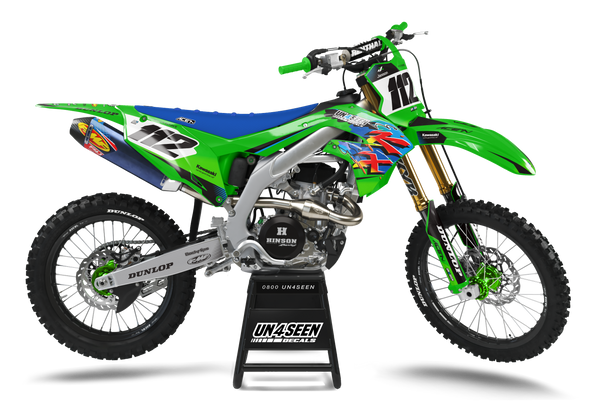 Kawasaki Retro Blues Graphic Kit - KK KXF KDX KLX Models | All Years
