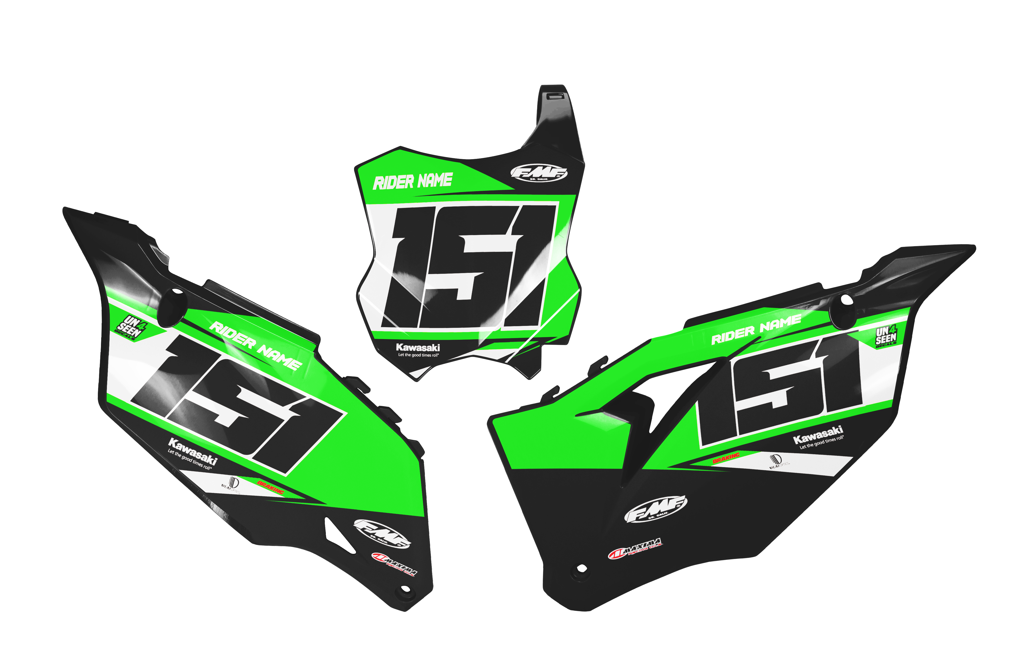 Kawasaki Number Background Decals - Rise