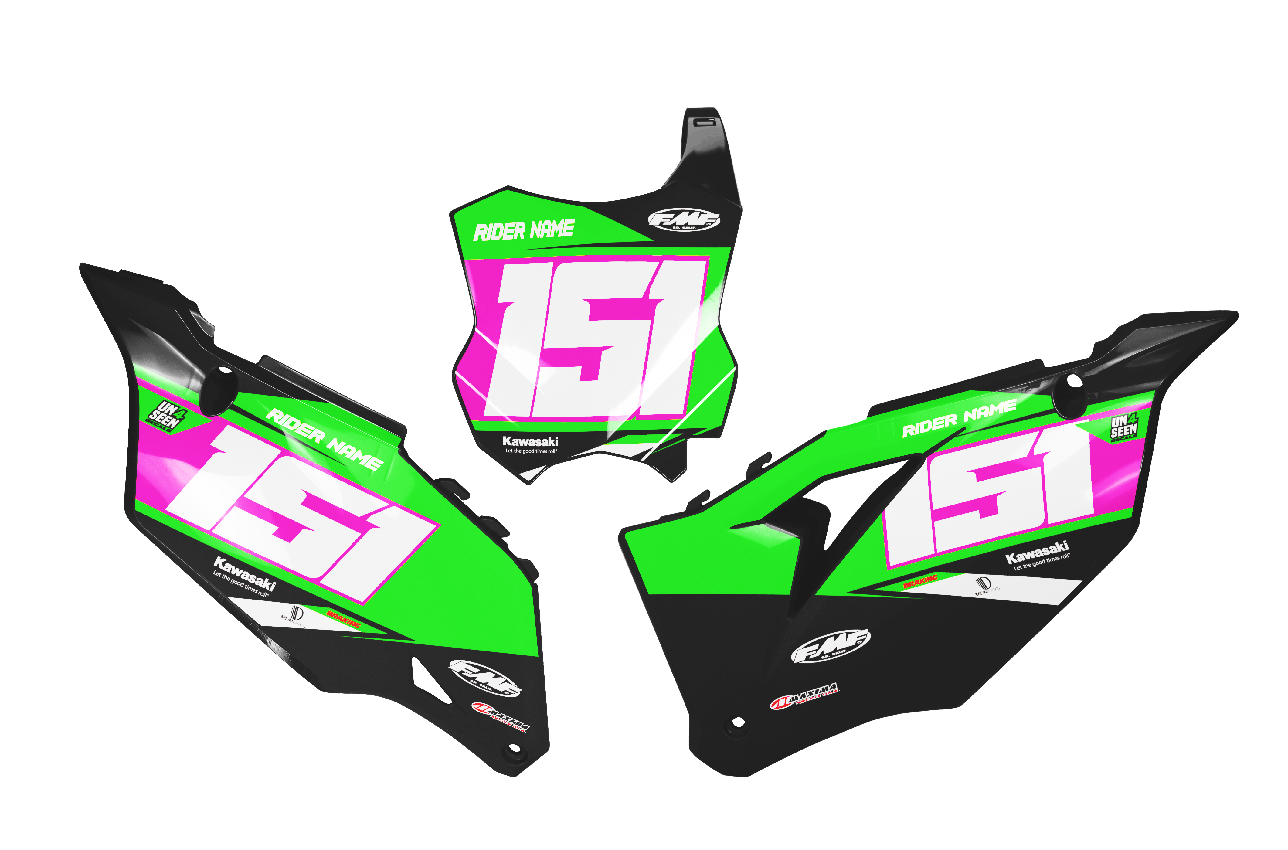 Kawasaki Number Background Decals - Rise
