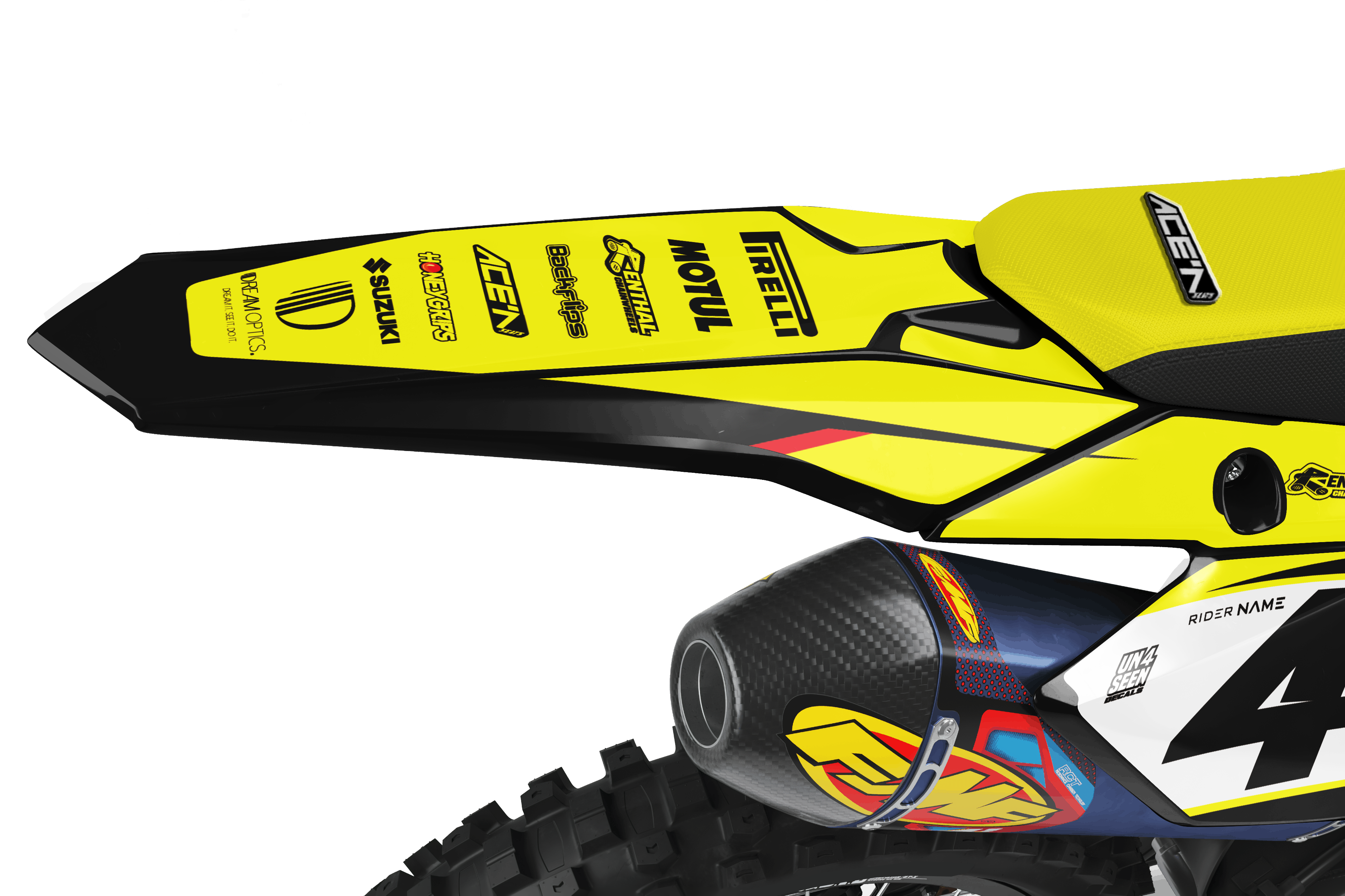 Flo Yellow Graphics Suzuki Fomula Yellow Graphic Kit - RMZ RM RMX DR DRZ JR Models | All Y ...