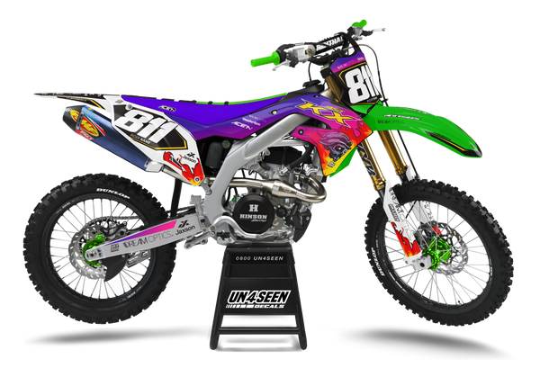 Kawasaki Fire Skull Green Graphic Kit - KK KXF KDX KLX Models | All Years