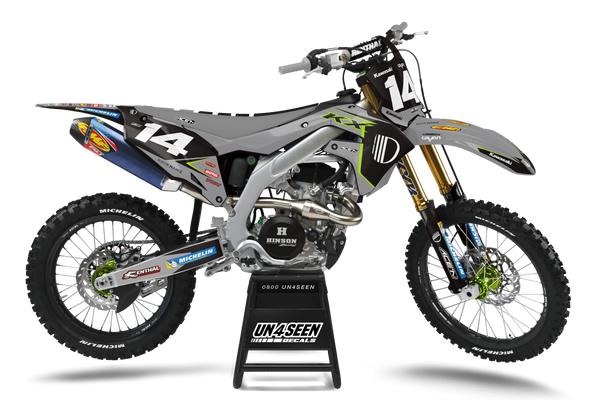 Kawasaki Punch Grey Graphic Kit - KK KXF KDX KLX Models | All Years
