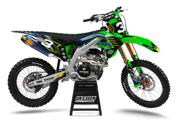 Kawasaki Match Navy Graphic Kit - KK KXF KDX KLX Models | All Years