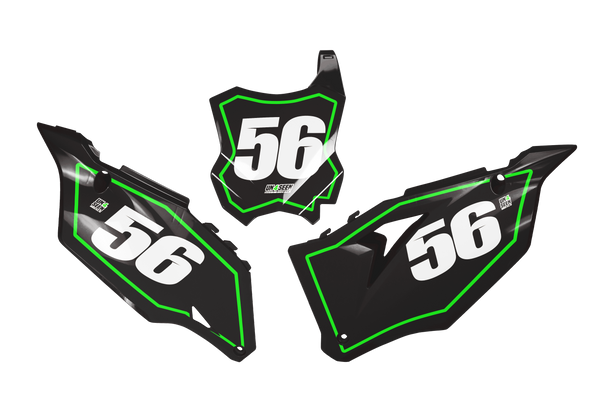 Kawasaki Boarder Number Plate Background Decals -  KK KXF KDX KLX Models | All Years