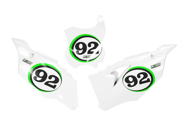 Kawasaki Shear Number Plate Background Decals -  KK KXF KDX KLX Models | All Years