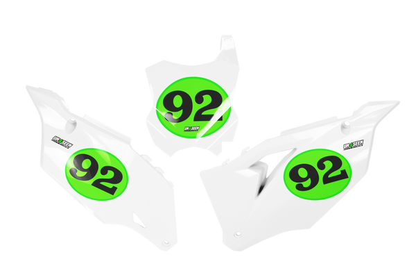 Kawasaki Round Number Plate Background Decals -  KK KXF KDX KLX Models | All Years