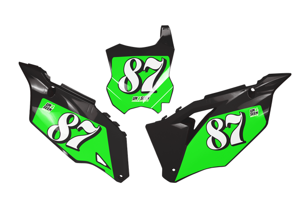 Kawasaki Scribe Number Plate Background Decals -  KK KXF KDX KLX Models | All Years