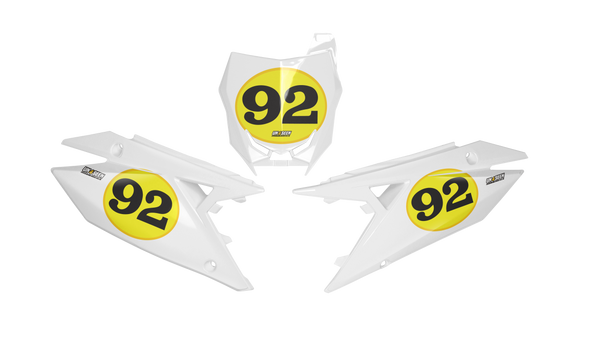 Suzuki Round Number Plate Background Decals -RMZ RM RMX DR DRZ JR Models | All Years