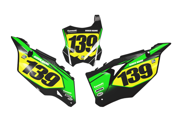 Kawasaki Dream Number Plate Background Decals -  KK KXF KDX KLX Models | All Years