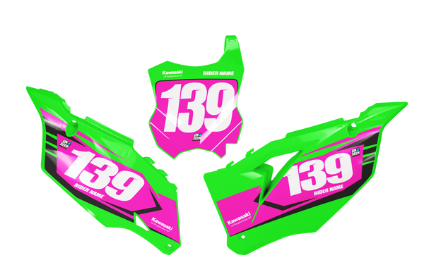 Kawasaki Slight Number Plate Background Decals -  KK KXF KDX KLX Models | All Years