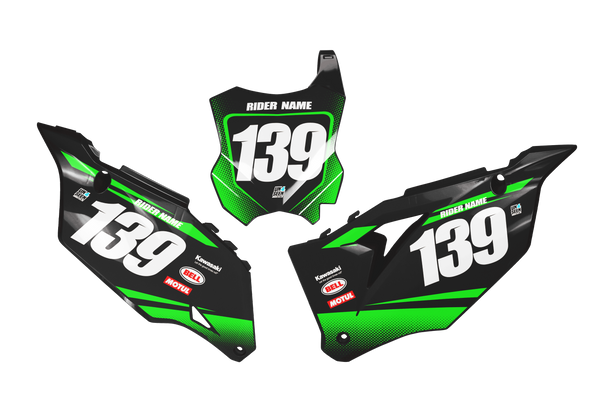 Kawasaki Spec Number Plate Background Decals -  KK KXF KDX KLX Models | All Years