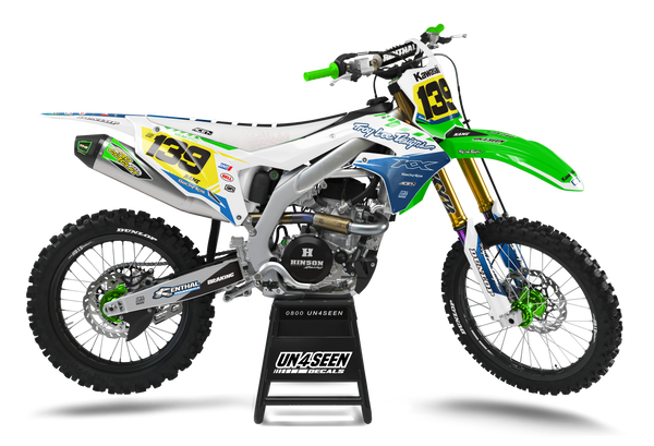 Kawasaki Troy Blue Graphic Kit - KK KXF KDX KLX Models | All Years
