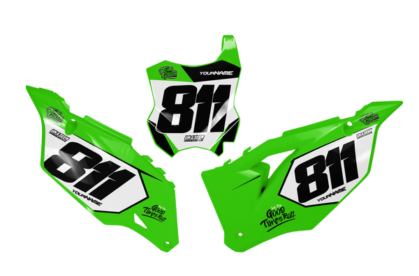 Kawasaki Clever Number Plate Background Decals -  KK KXF KDX KLX Models | All Years
