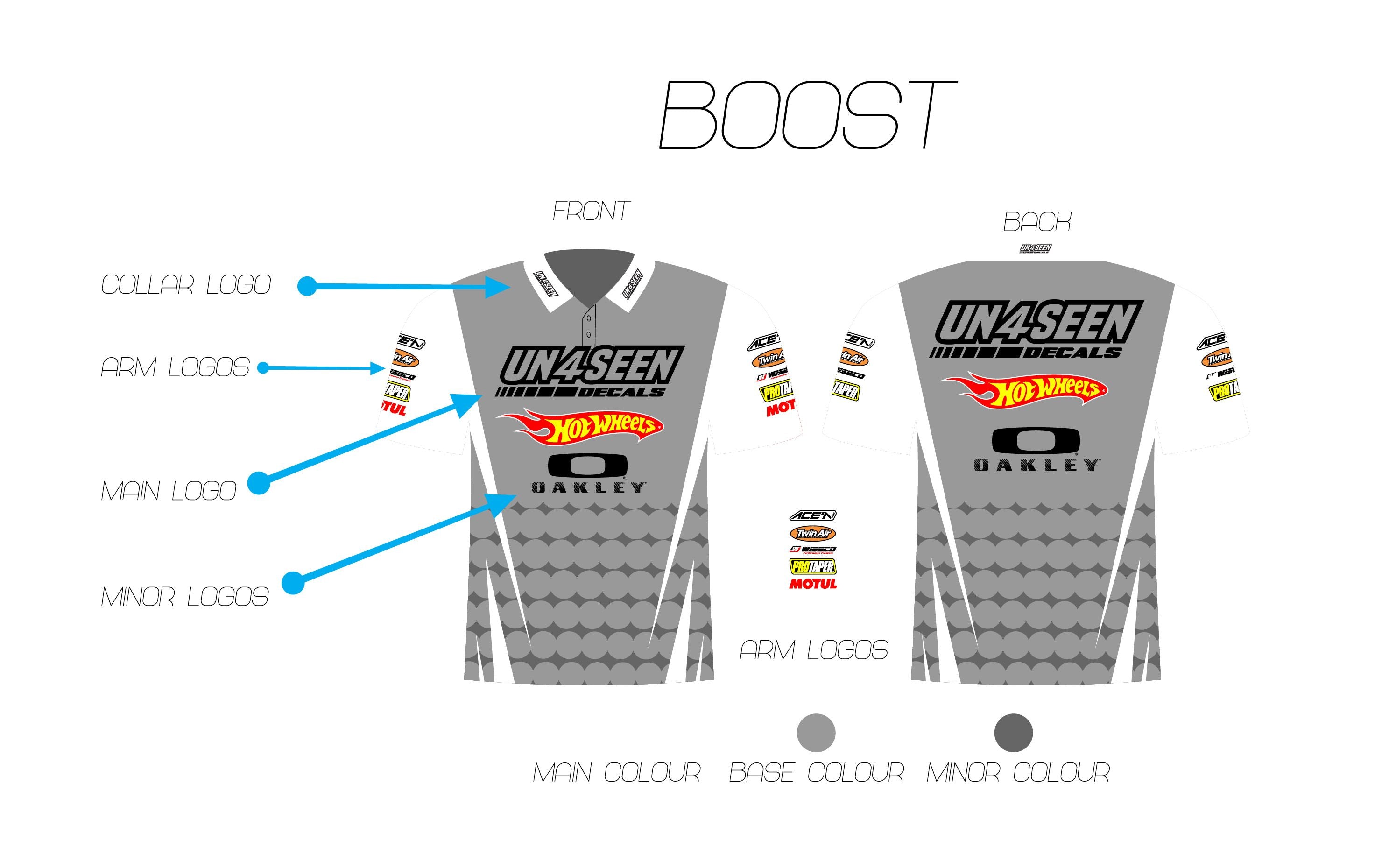 Custom Made Pitshirts / Polo Tops - Boost