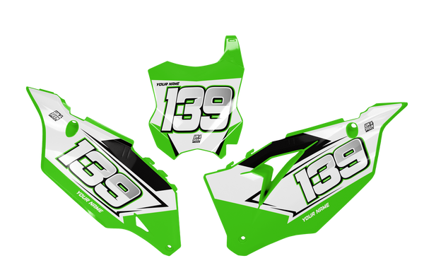 Kawasaki Whizz Number Plate Background Decals -  KK KXF KDX KLX Models | All Years