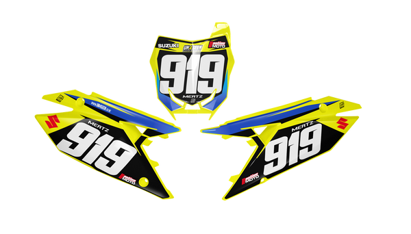 Suzuki Whizz Number Plate Background Decals -RMZ RM RMX DR DRZ JR Models | All Years